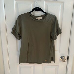MICHAEL Michael Kors Womens Double Ruffle Sleeve Top Green Shirt - Size M